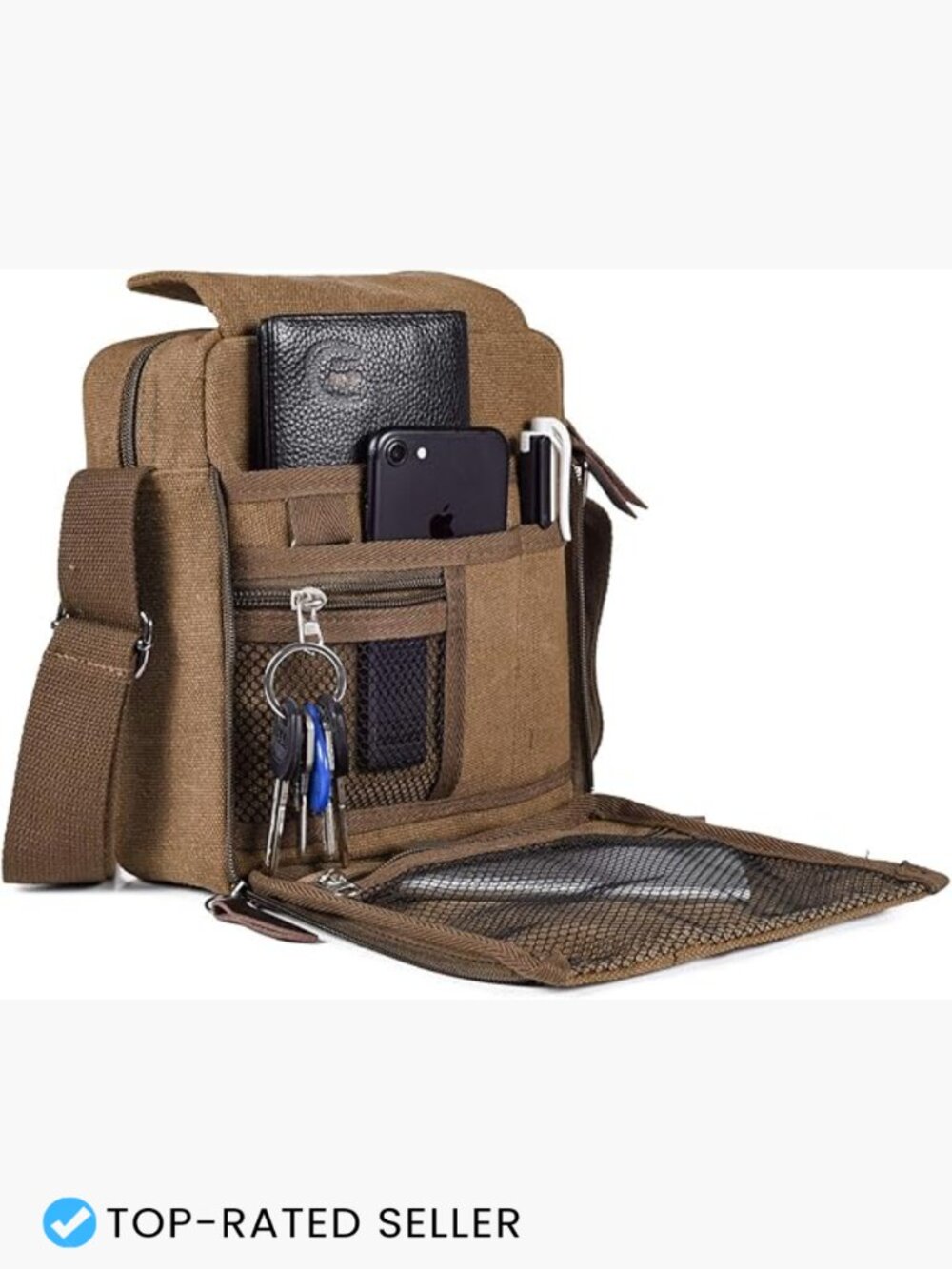 Canvas Messenger Bag Crossbody Sling Shoulder Bag Travel Casual Daypack 2 Pack